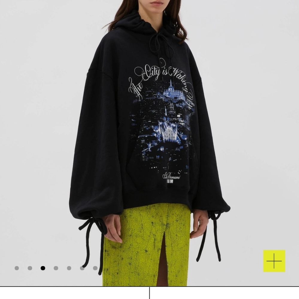 MSGM Oversized Plain Cotton City Graphic Hoodie Sweatshirt
